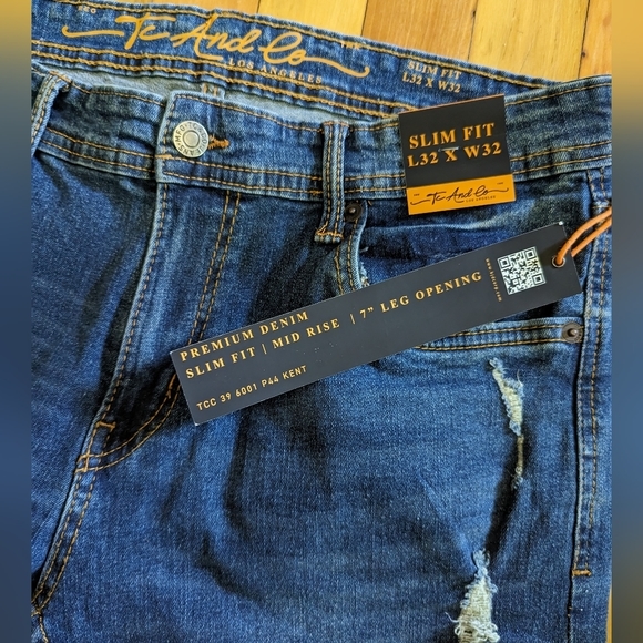 TC and Co. Men's‎ jeans 32x32 slim fit, distressed. NWT - Picture 7 of 7